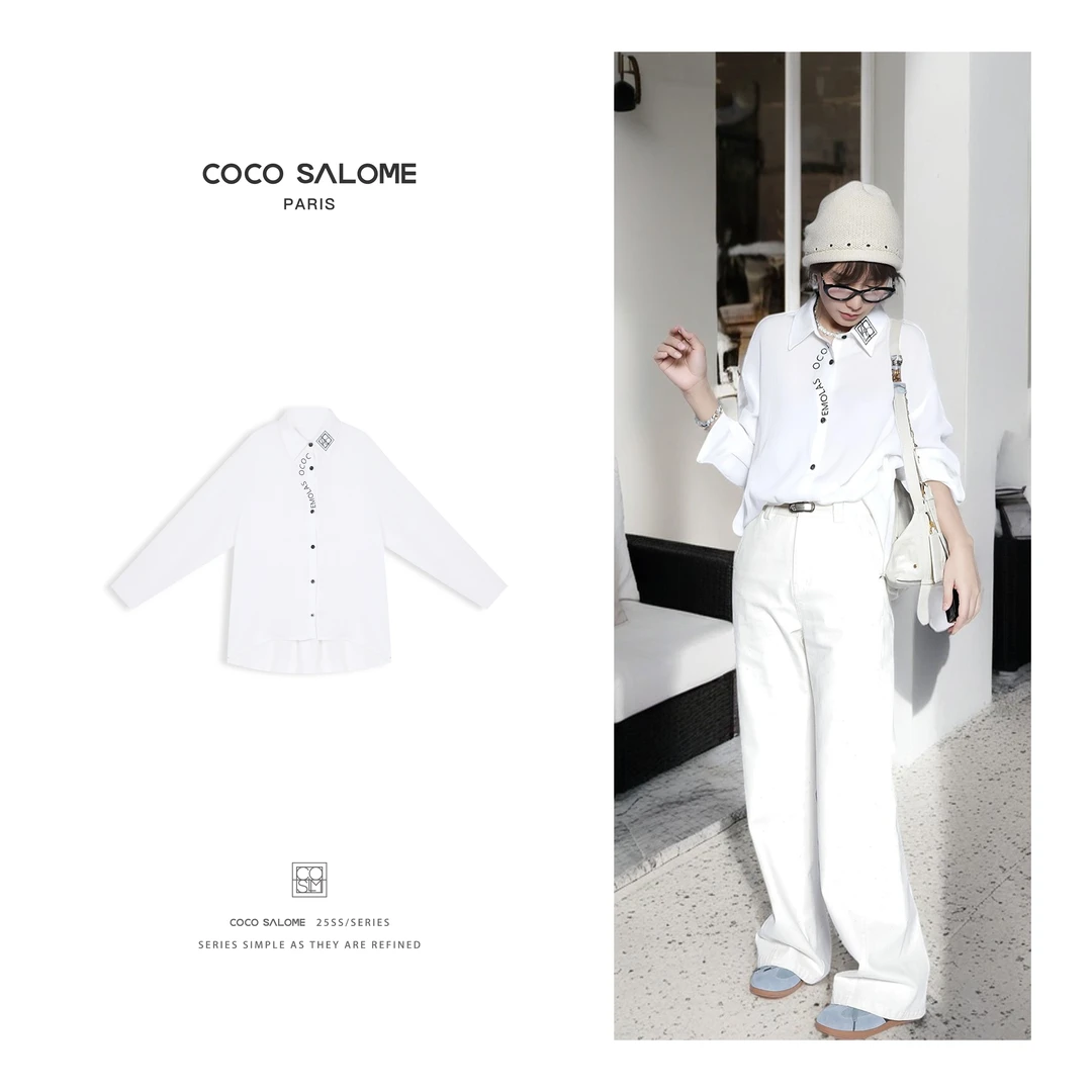 韩彬彬CS”慵懒日记”2025早春100%亚麻刺绣百搭衬衫529Z-(6)