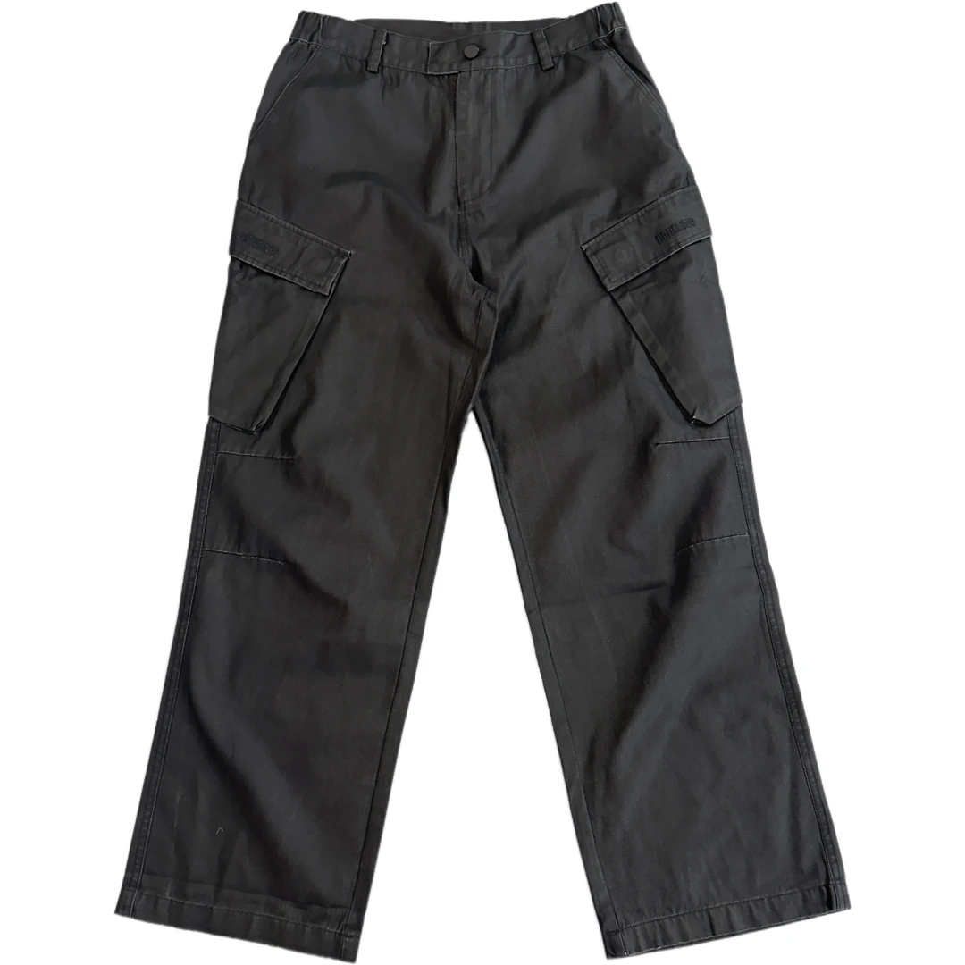 B家珠帆布仿PU过浆水洗工装长裤2828