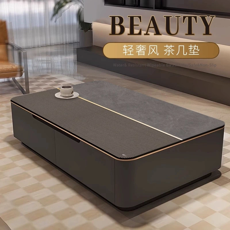 轻奢高级感茶几桌垫防水防油免洗桌布pvc长方形新款餐桌面保护垫