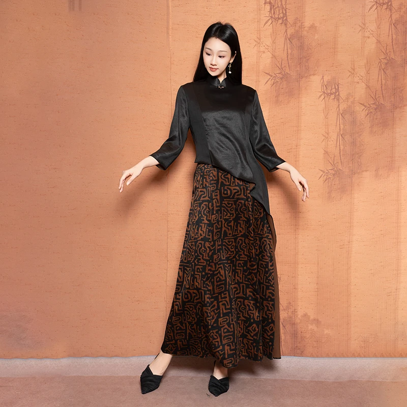 JIXIANGYIJIA/吉祥衣家燕归细雨中（连衣裙）923234030显瘦气质长款