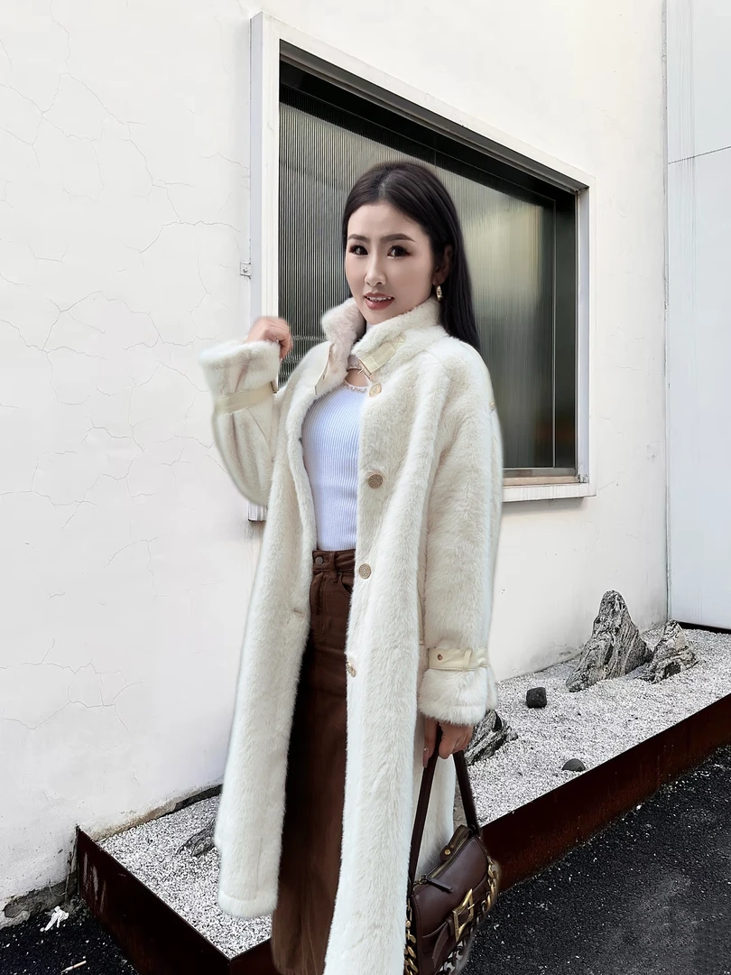 貂绒冬季新款大衣保暖时尚外套中长款韩版加厚秋冬季气质