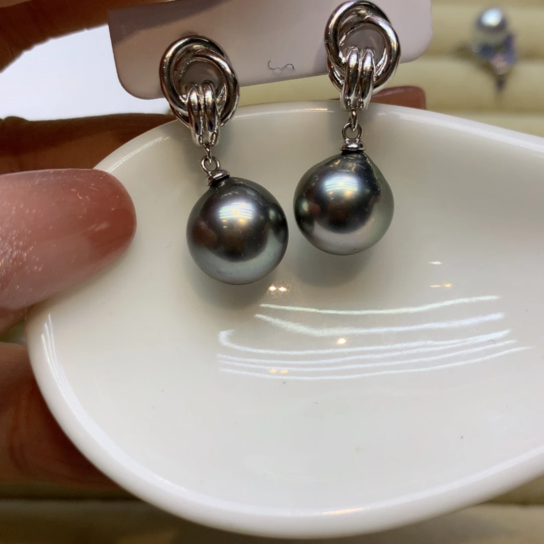 银S925镶嵌耳饰海水珍珠