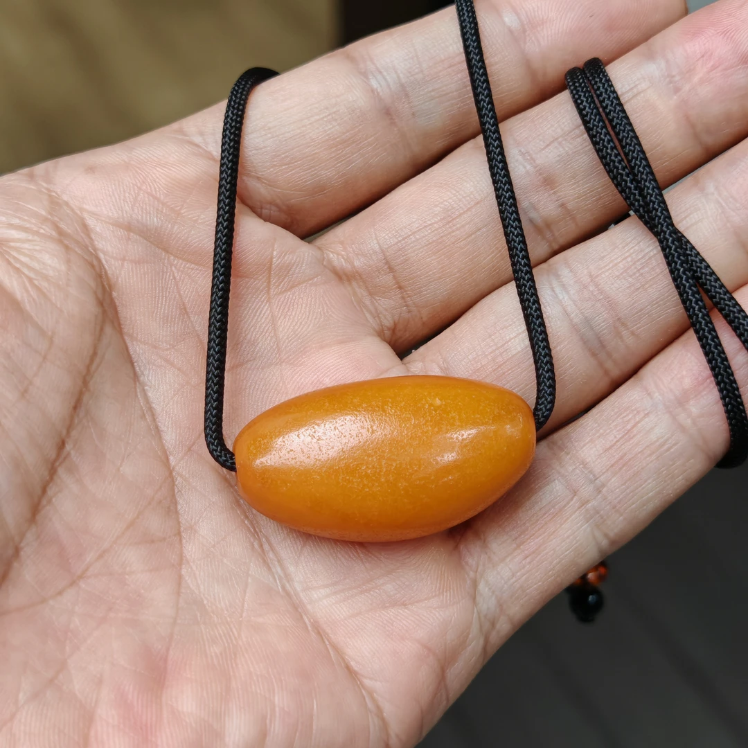 天然老蜜蜡珠子锁骨珠项链牛角珠吊坠挂件