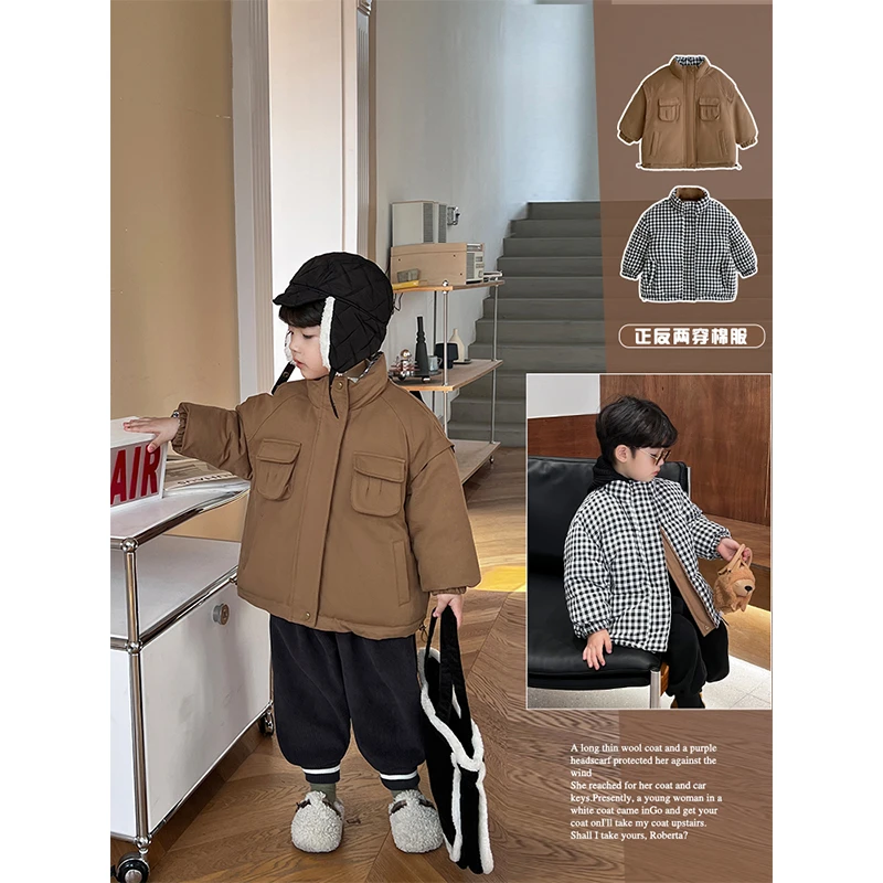 冬装儿童正反两面穿时尚潮流保暖宽松百搭棉服HDK2001-QQQQ