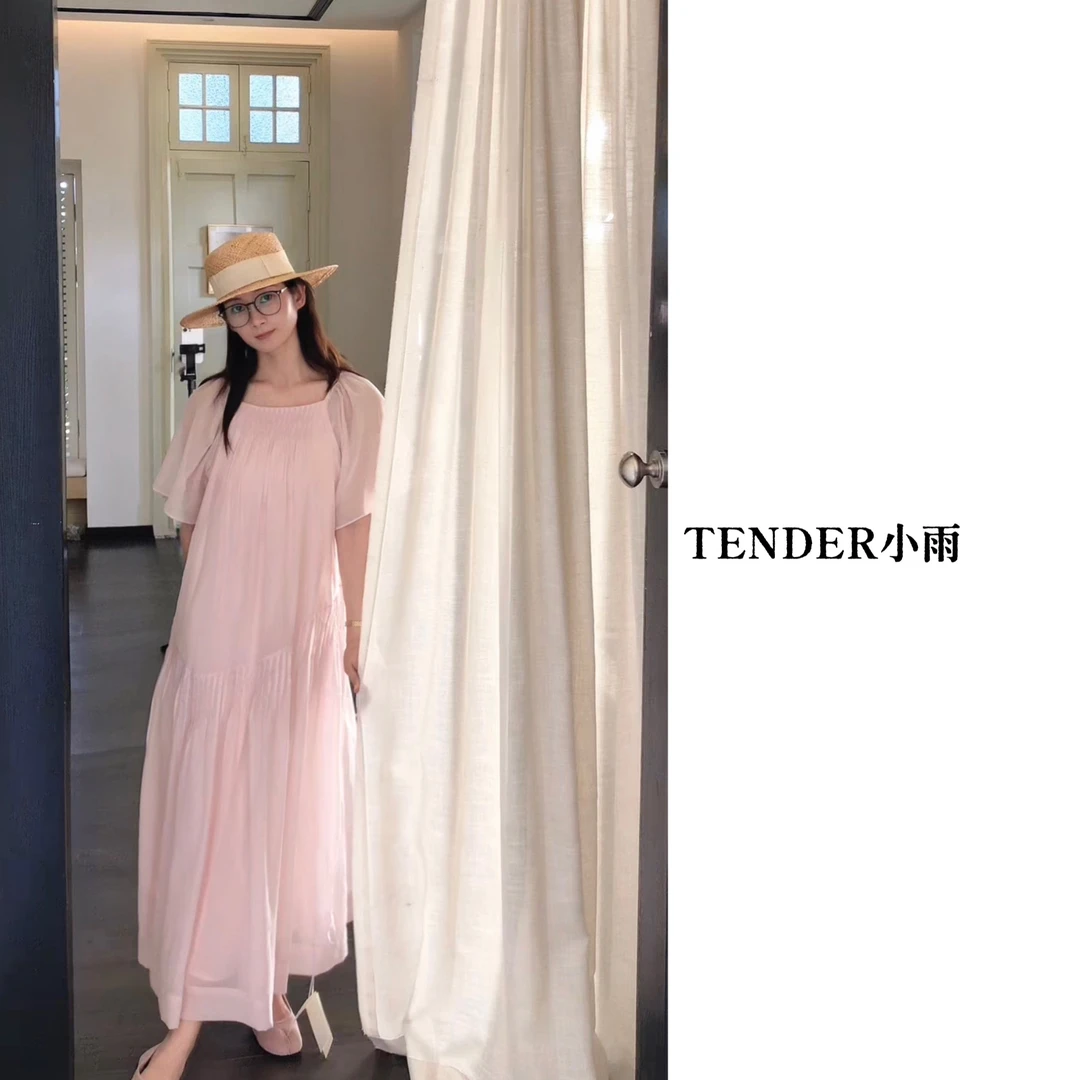 【连衣裙】温柔法式慵懒感A字裙摆半袖连衣裙夏季度假25066