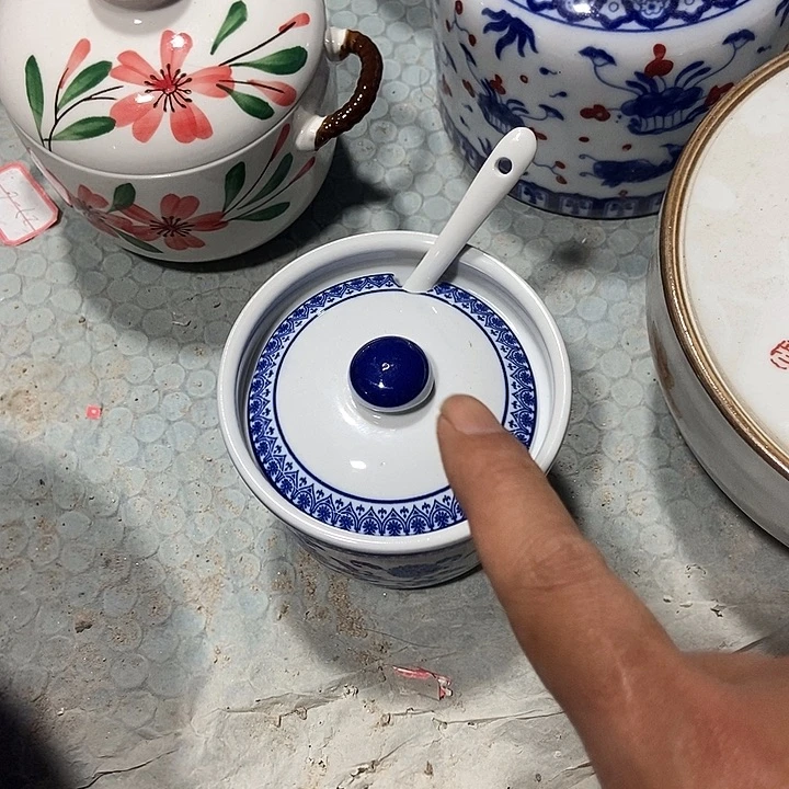 瓷片景德镇陶瓷调料罐1个