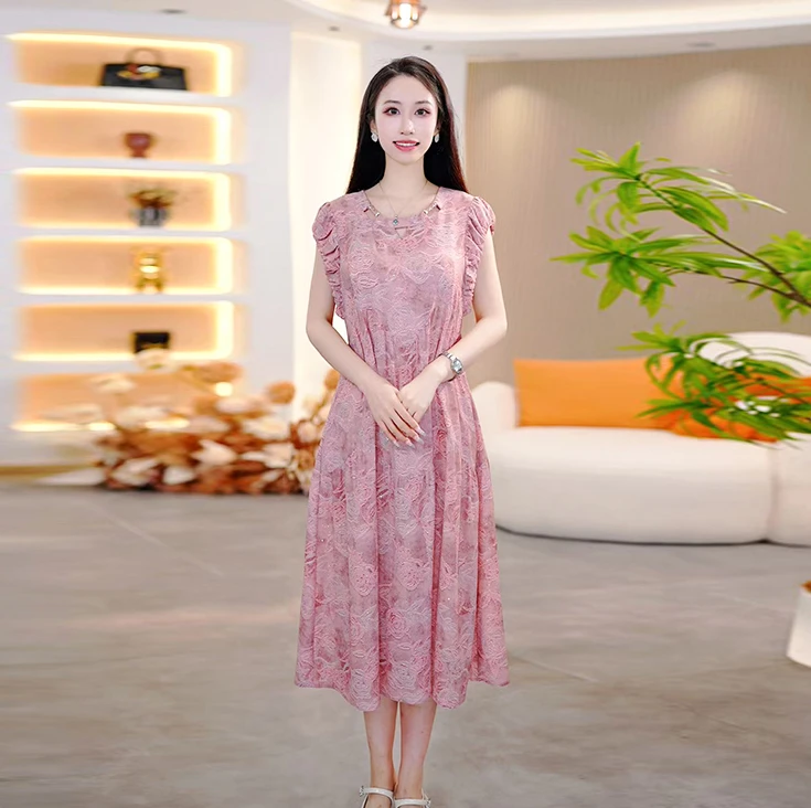 【SJYH2565】2025年夏季新款时尚无袖气质减龄收腰显瘦亲肤连衣裙女