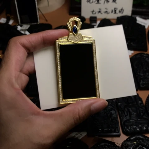 翡翠未镶嵌颈饰天然缅甸a货钢琴黑挂件