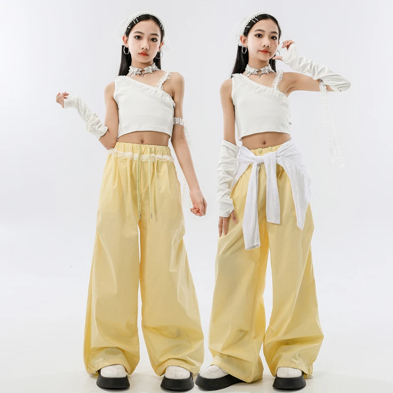 女孩子爵士舞服女童时髦露脐背心jazz舞蹈练功服韩舞现代舞演出服