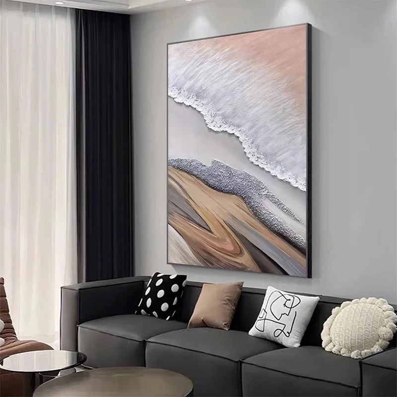 《川海云流》玄关客厅抽象立体肌理手绘装饰油画