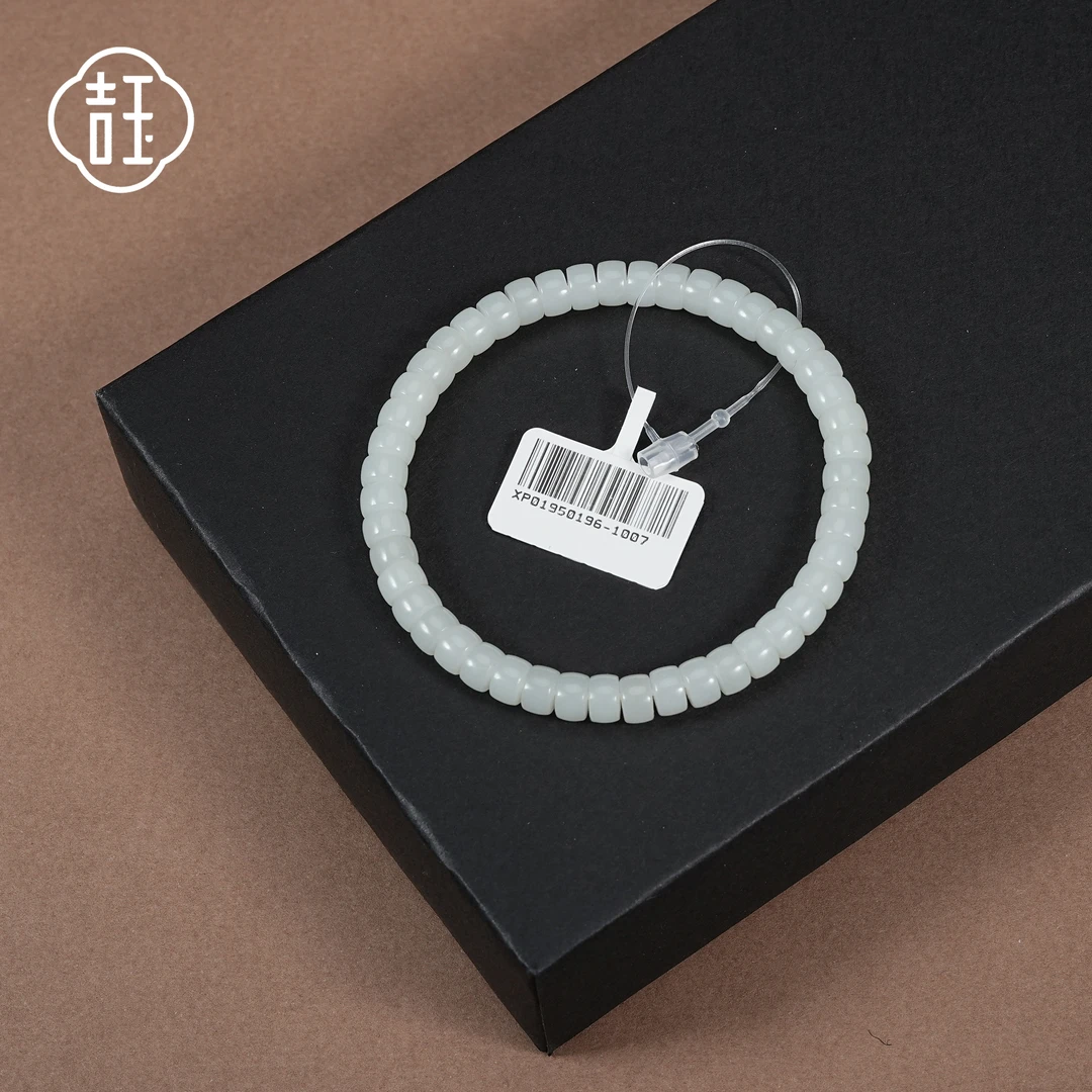 【吉玉0196-1007】新疆和田玉白玉手串3.5x6mm
