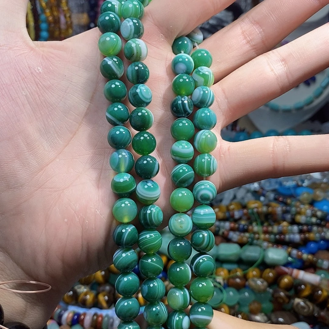 石英质玉未镶嵌，带眼缠丝玛瑙10mm，