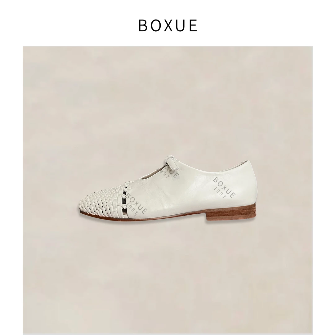 BOXUE  2025春新英伦风平底舒适老钱风单鞋鞋子#250401S1417