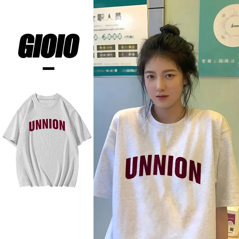 240克重磅潮牌简约字母款t恤男女同款夏季白色宽松纯棉短袖