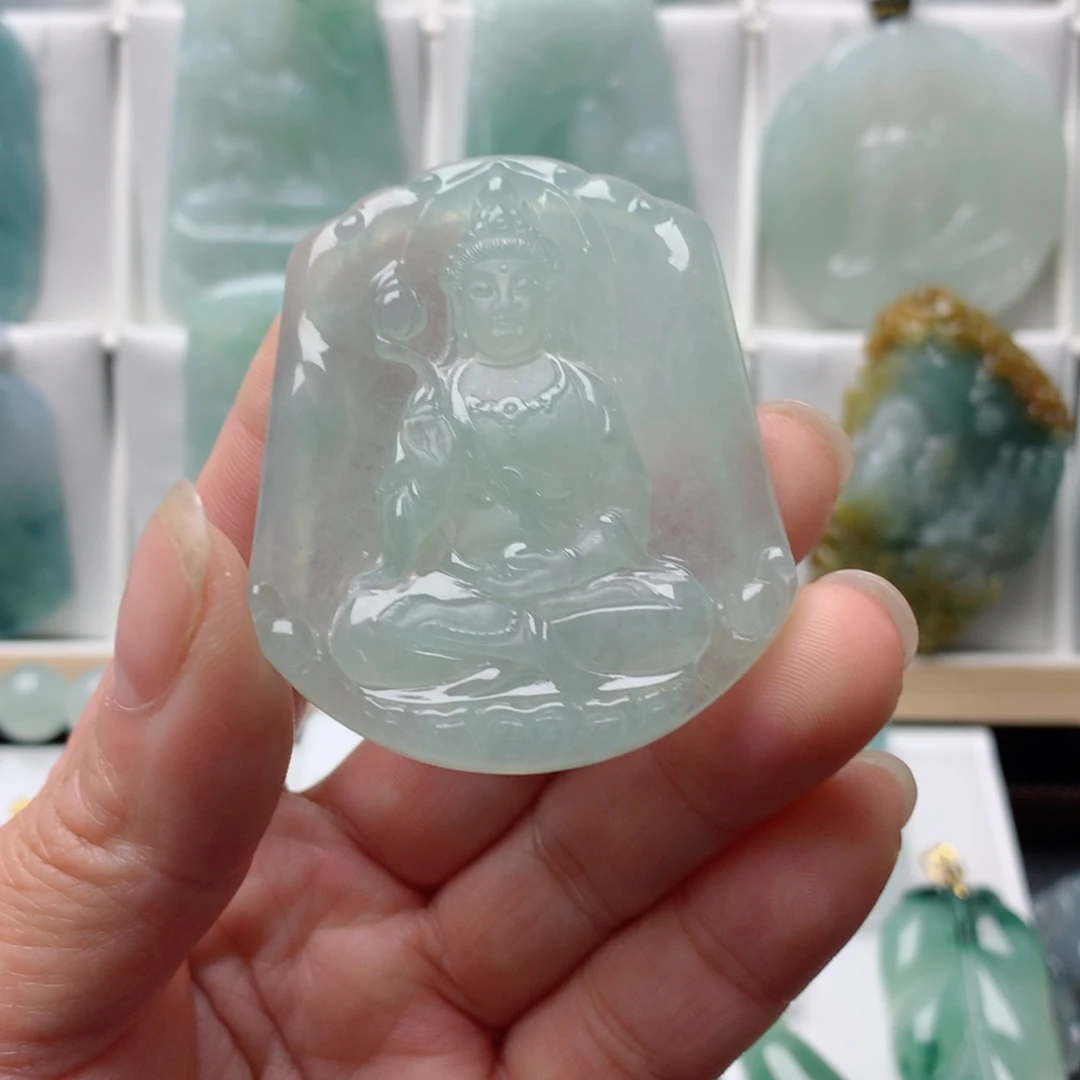 翡翠吊坠(不含链)未镶嵌超***莲花观音