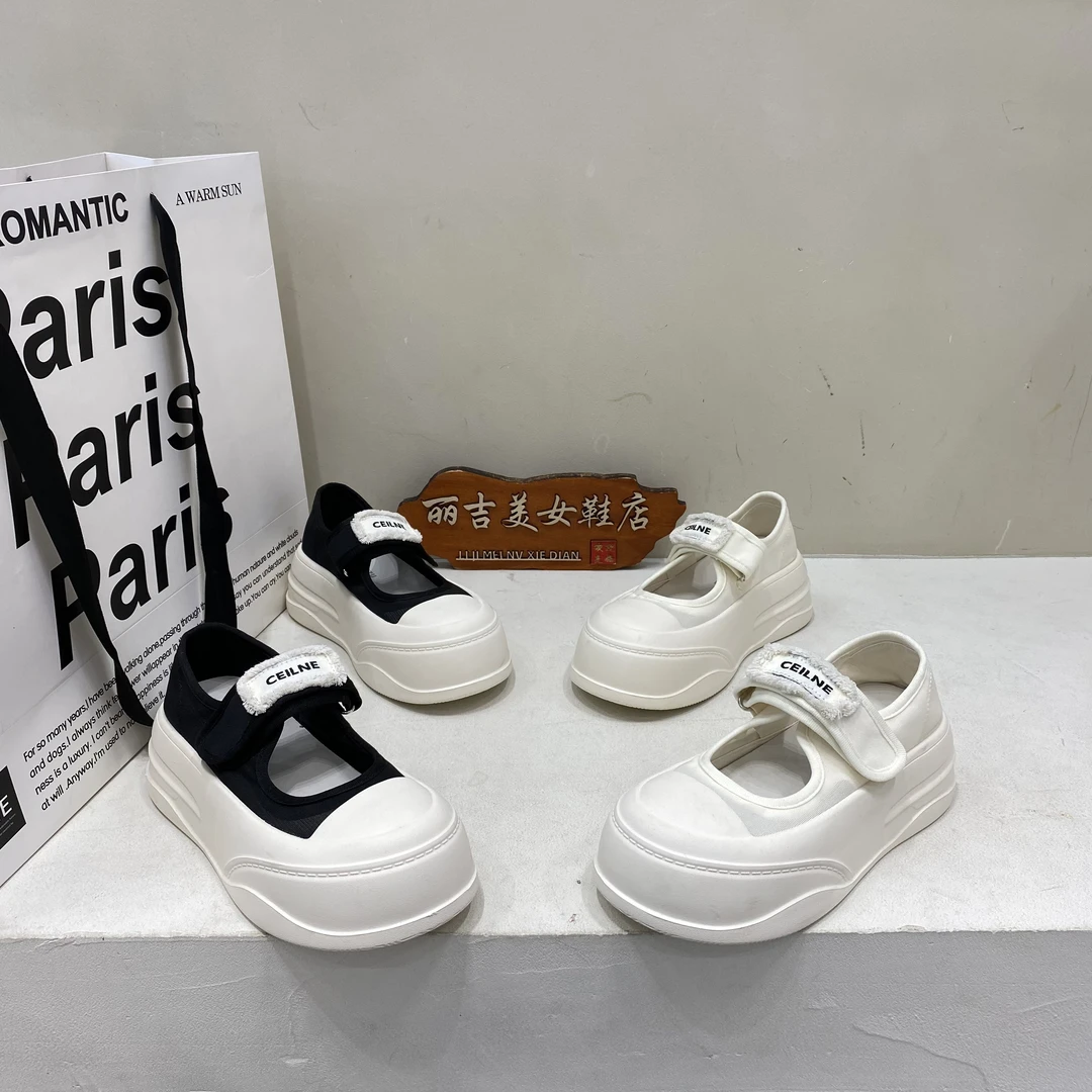 超轻便透气小个子网纱玛丽珍鞋女夏季增高圆头魔术贴松糕休闲女鞋