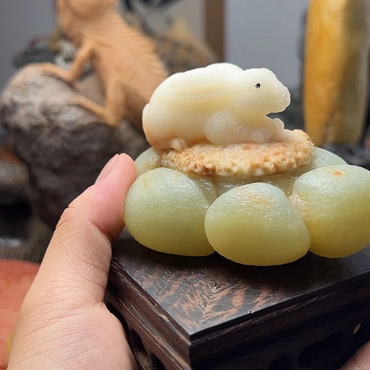 辽宁石兔子摆件摆件