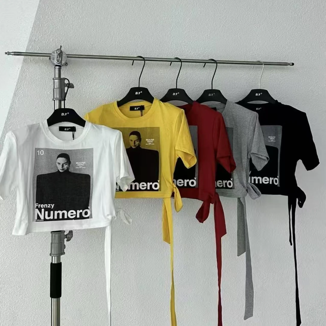 S5030时尚潮款2025流行女装修身时尚t恤万能百搭上衣时尚洋气短袖