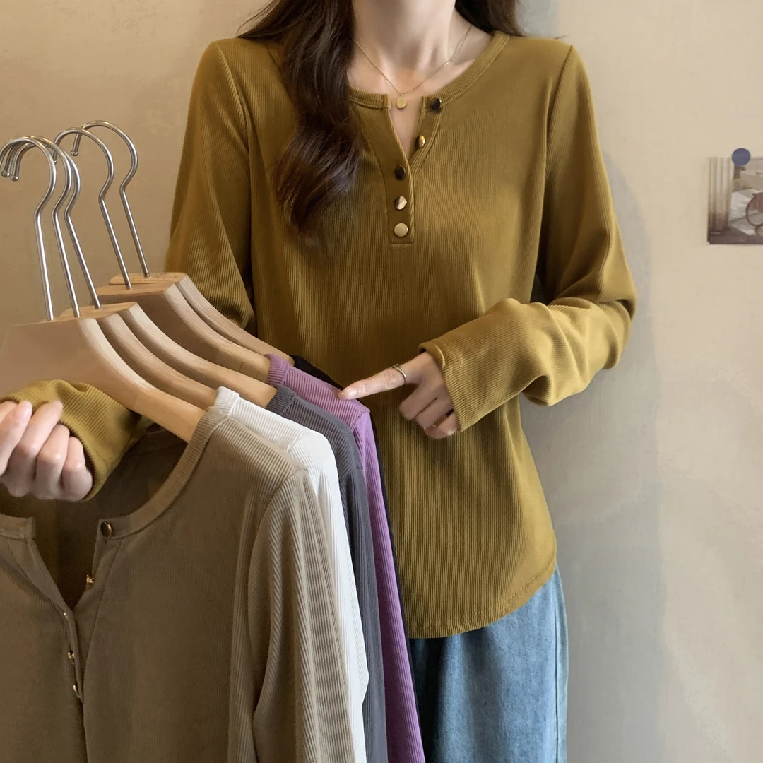 大码遮肉显瘦半开领正肩打底衫女年秋季胖mm宽松百搭长袖上衣1088