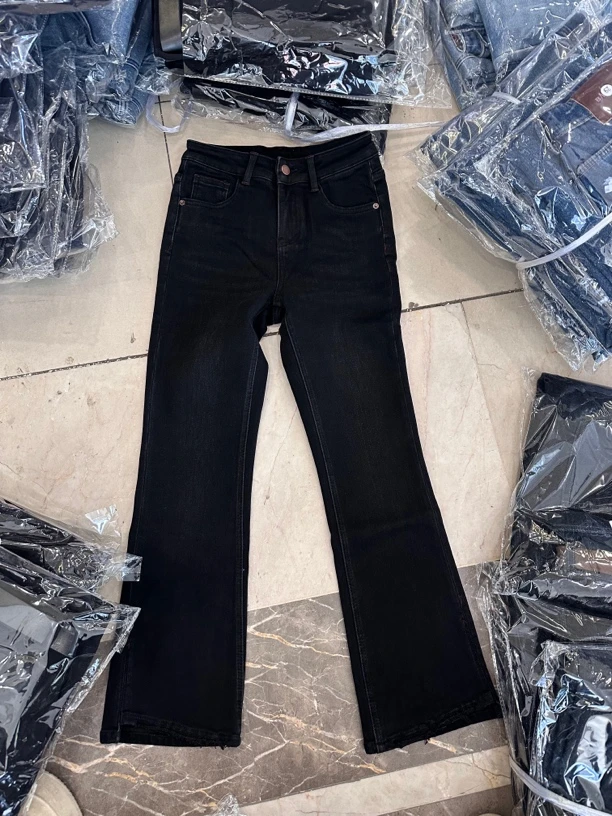 【1604】黑色微喇裤