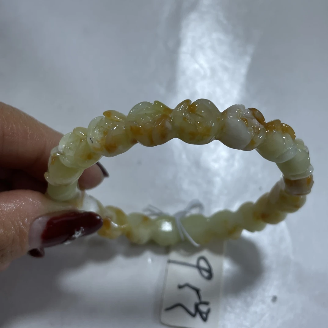 岫玉花玉玫瑰花手镯54.55口径95号
