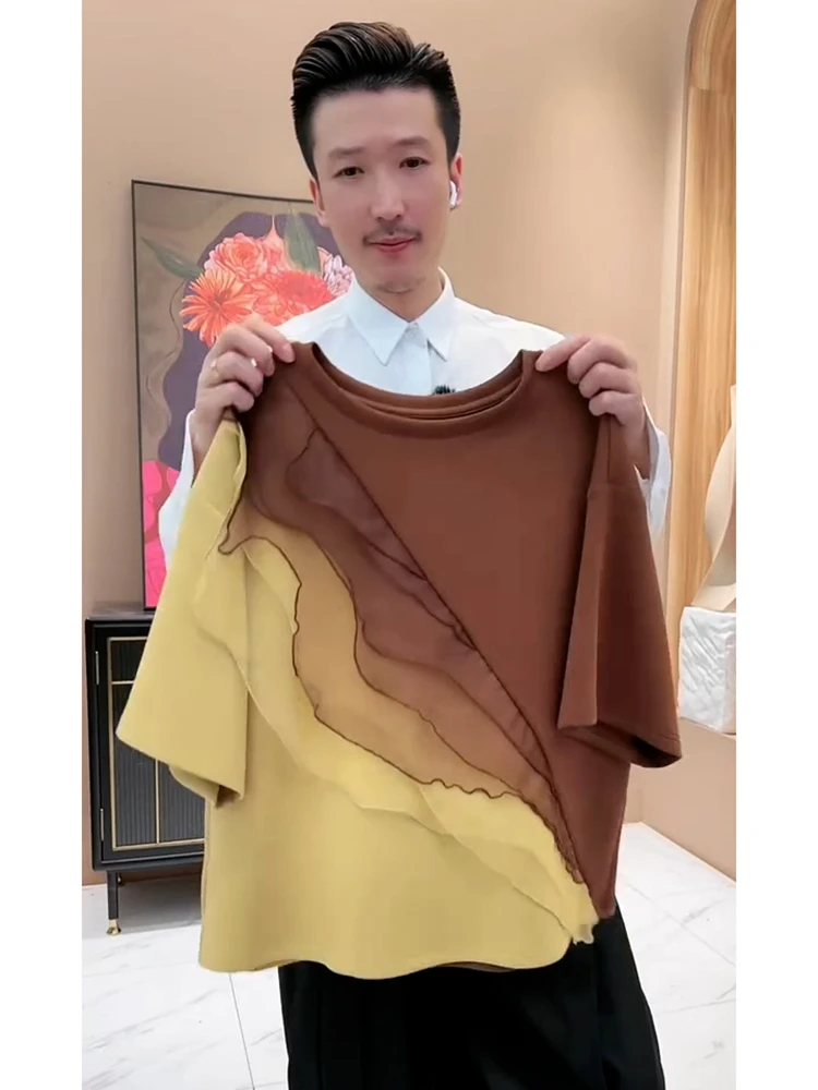 欧货爆款小众设计高级感轻奢时尚气质韩版复古百搭宽松拼接T恤