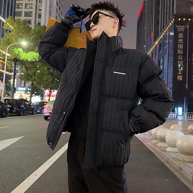 肌理感男士棉衣2025新款ins短款休闲棉服常规款情侣韩版立领外套