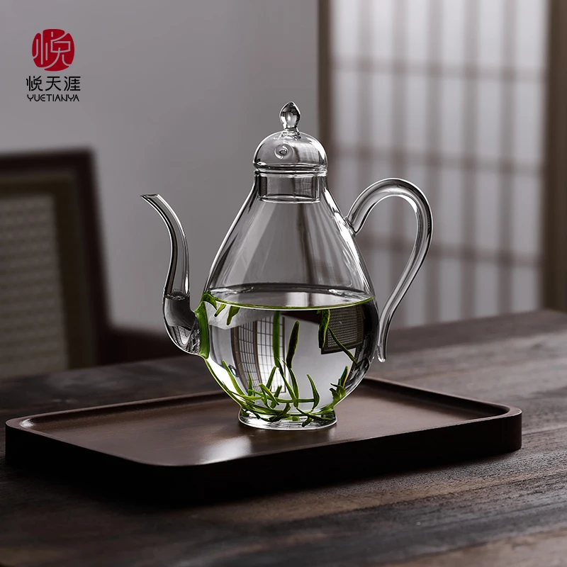 耐高温玻璃高脚杯过滤壶高温高硼硅耐热玻璃家用透明仿宋冷泡壶