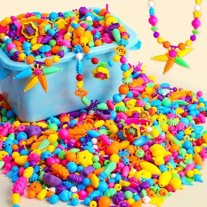 儿童百变波普串珠益智玩具diy手工手链项链穿珠子戒指男女孩首饰