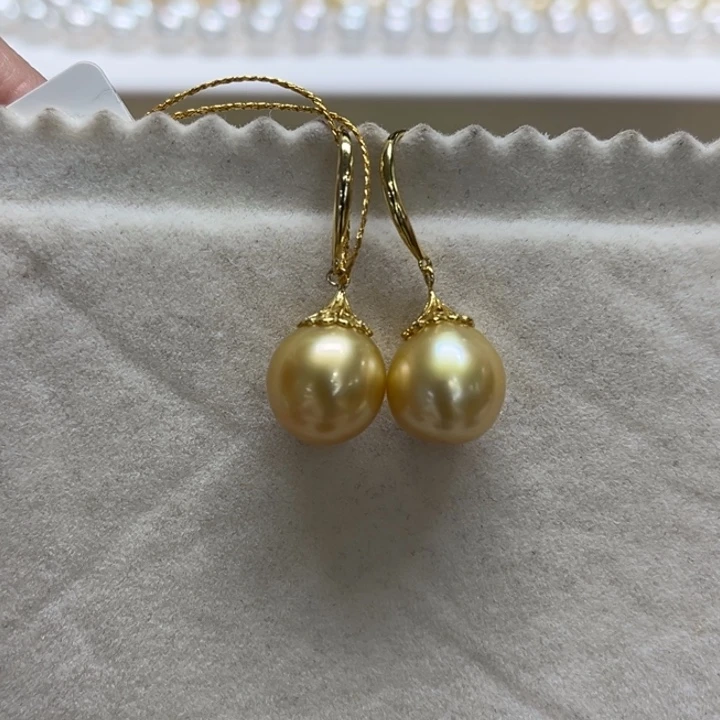 银S925镶嵌耳饰海水珍珠11-12m 105号