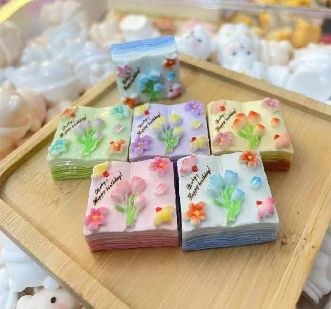 【师姐毒家定制】郁金香书本蛋糕（5色亮混）树脂手工diy饰品配件