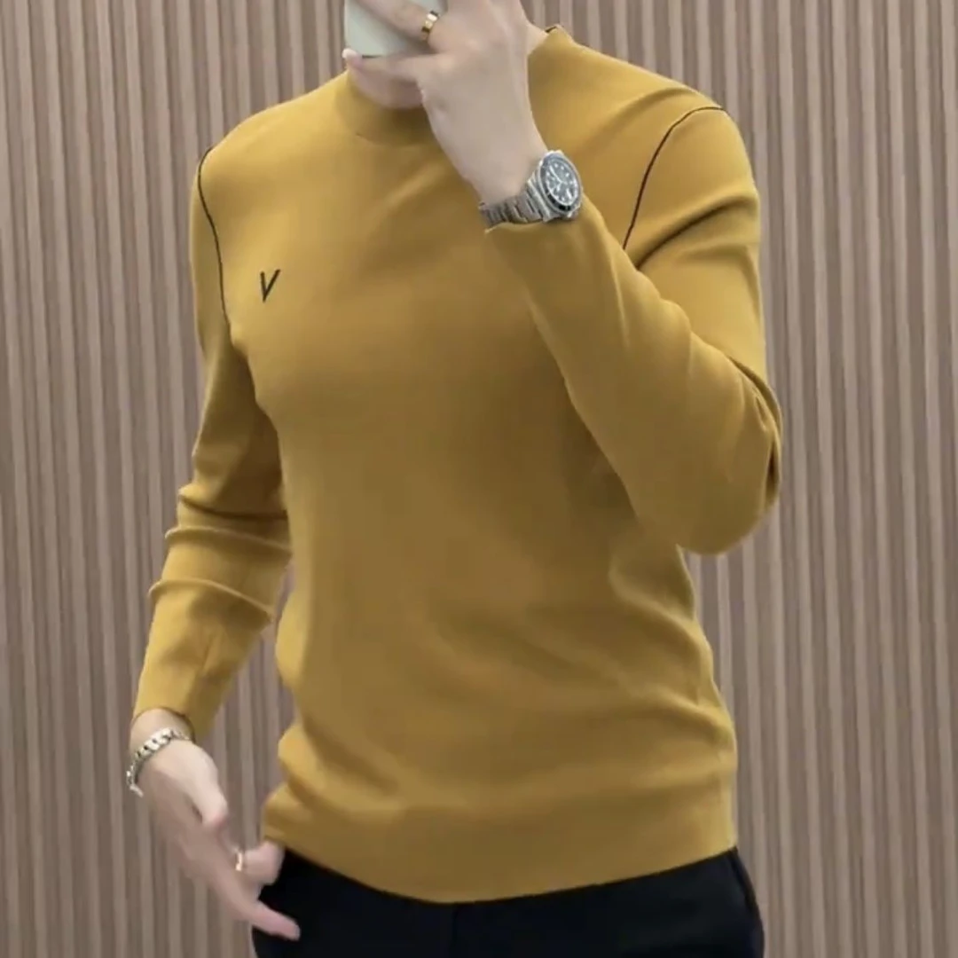 针织衫毛衣长袖针织网红修身休闲圆领衫纯色半高领秋冬