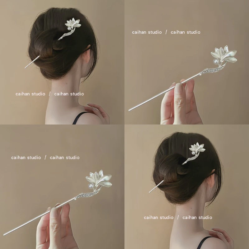 仙气新中式古风花朵清冷感发簪2025新款简单大气高端簪子盘发头饰