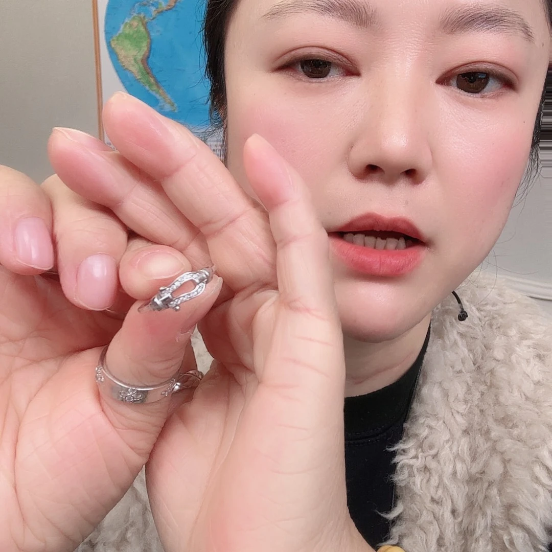 坠链均925银闭口马蹄银戒指