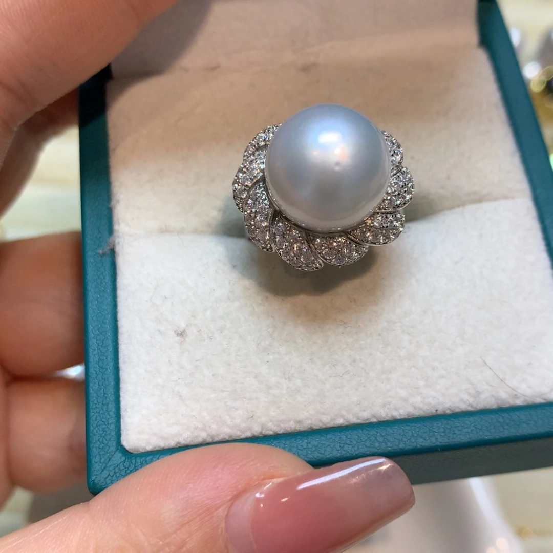 海水珍珠戒指银S925镶嵌