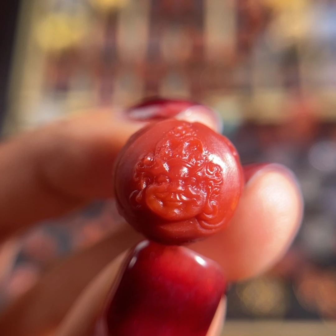 南红玛瑙官坡黄财神珠14.5未镶嵌
