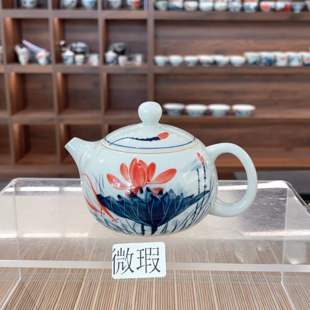釉下手绘茶具微瑕