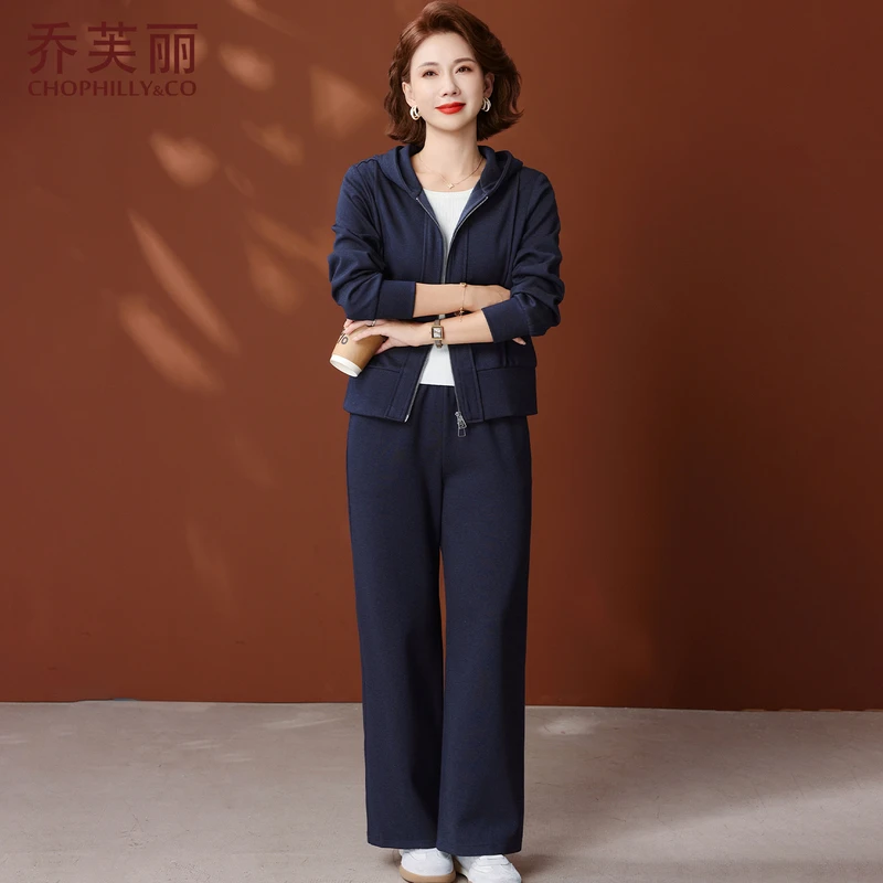 中年妈妈秋装运动服套装2025新款中老年女春秋款洋气大码休闲外套