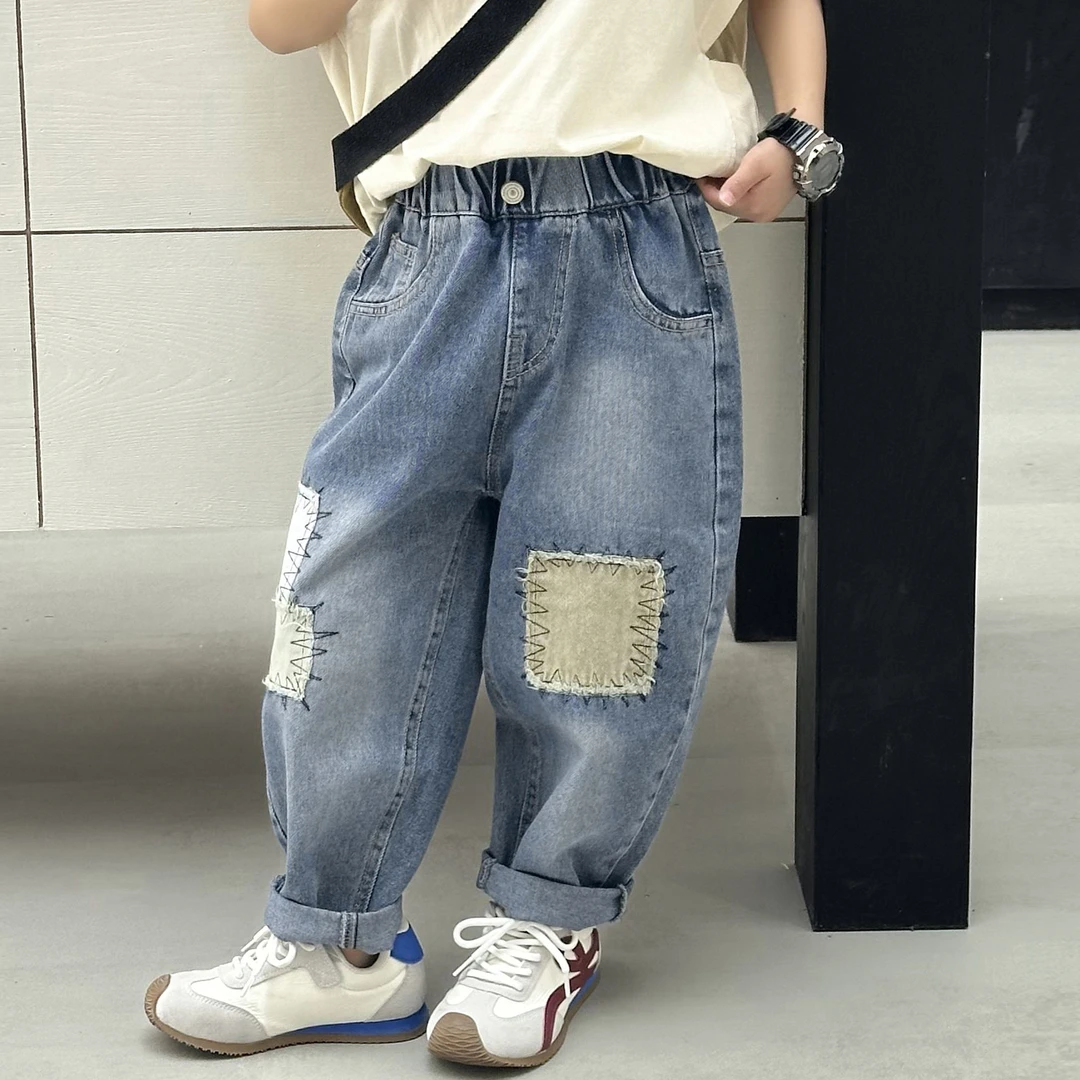 春季男童牛仔裤子6-12岁潮款老爹裤男宝窄版牛仔裤男童裤子5501