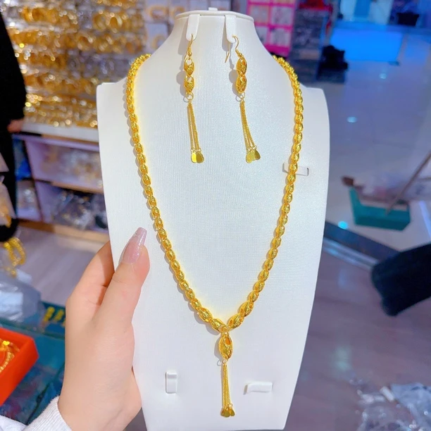 铜合金项链 流苏项链耳环altun posun个性签名两件套