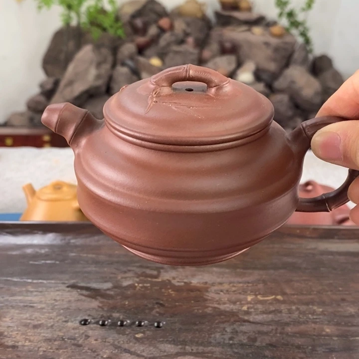 紫砂茶壶底槽清双线竹鼓240左右的容量半手制作