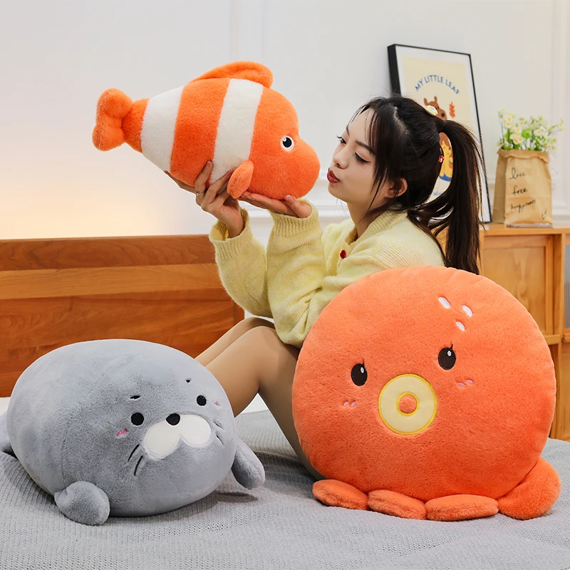 真海豹公仔小丑鱼毛绒玩偶海洋系列超软抱枕海洋纪念品儿童礼物