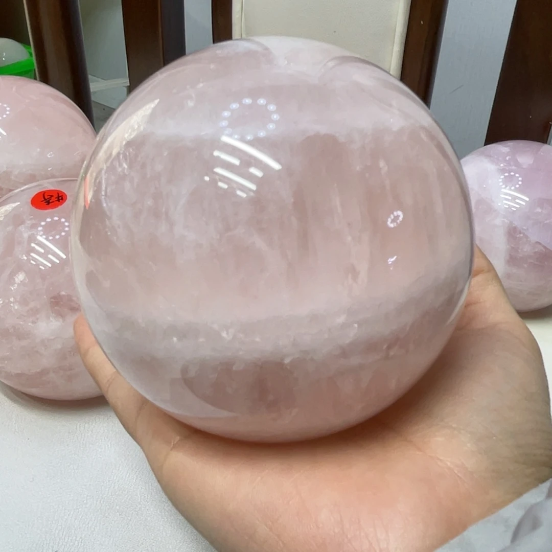 未镶嵌珠宝半成品水晶MM粉水晶球H2656