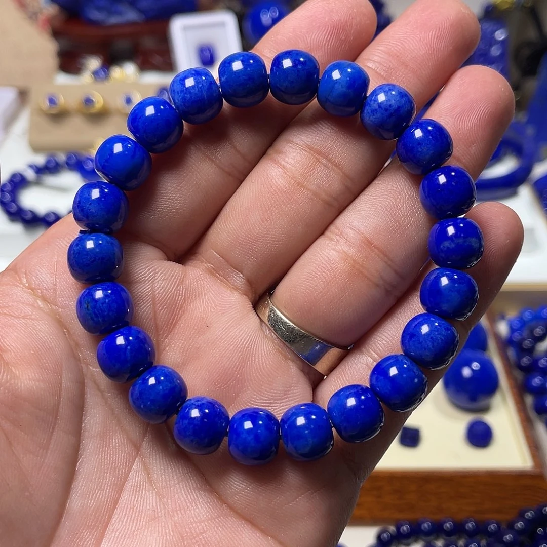 青金石未镶嵌精工老型10mm手串（无金少白）