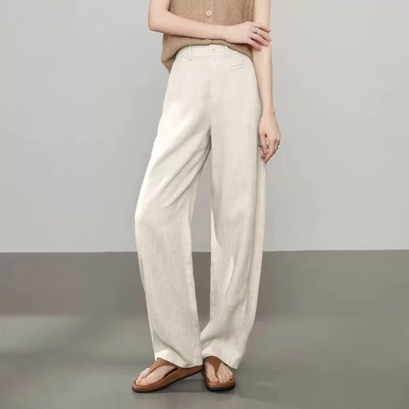 【天丝亚麻】人字纹2025休闲直筒升级凉感亲肤显瘦夏季窄版弯刀裤