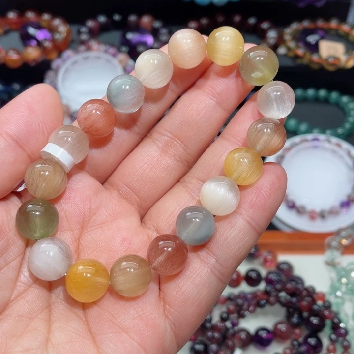 水晶手链未镶嵌兔毛手链，晶体通透