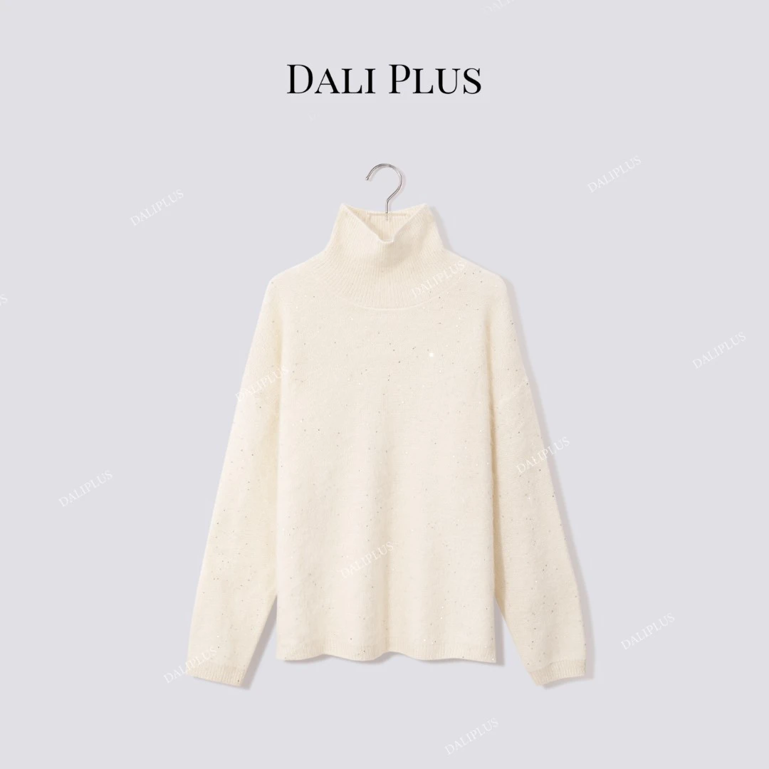 DALI PLUS高领拉绒毛衣”山羊绒蚕丝绵羊毛软糯保暖针织-D5MM3273