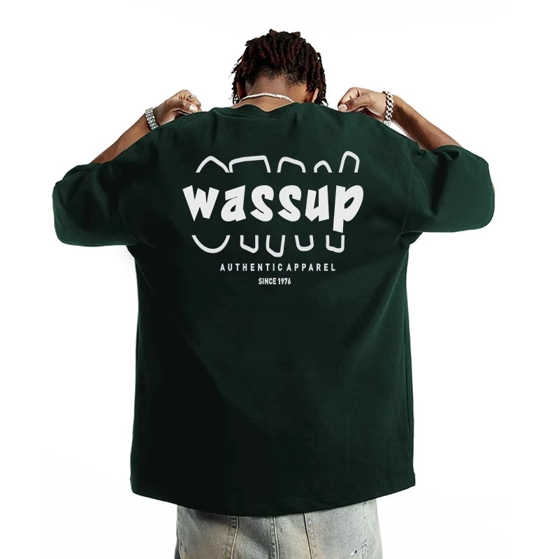 WASSUP重磅潮牌字母短袖T恤男夏季2025新款美式百搭潮流情侣上衣