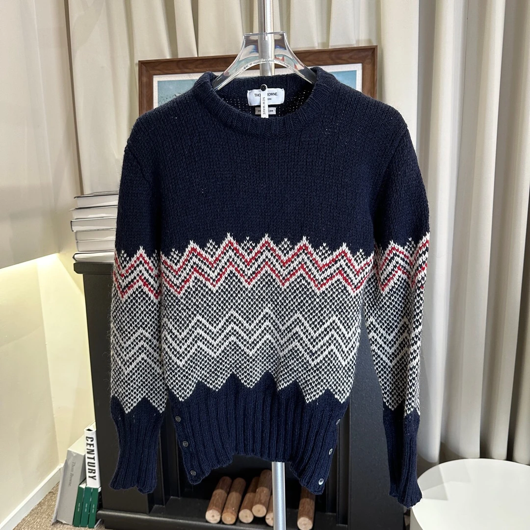 99新 THOMBROWNE TB599 混色羊毛波浪图案针织衫2码原价6000