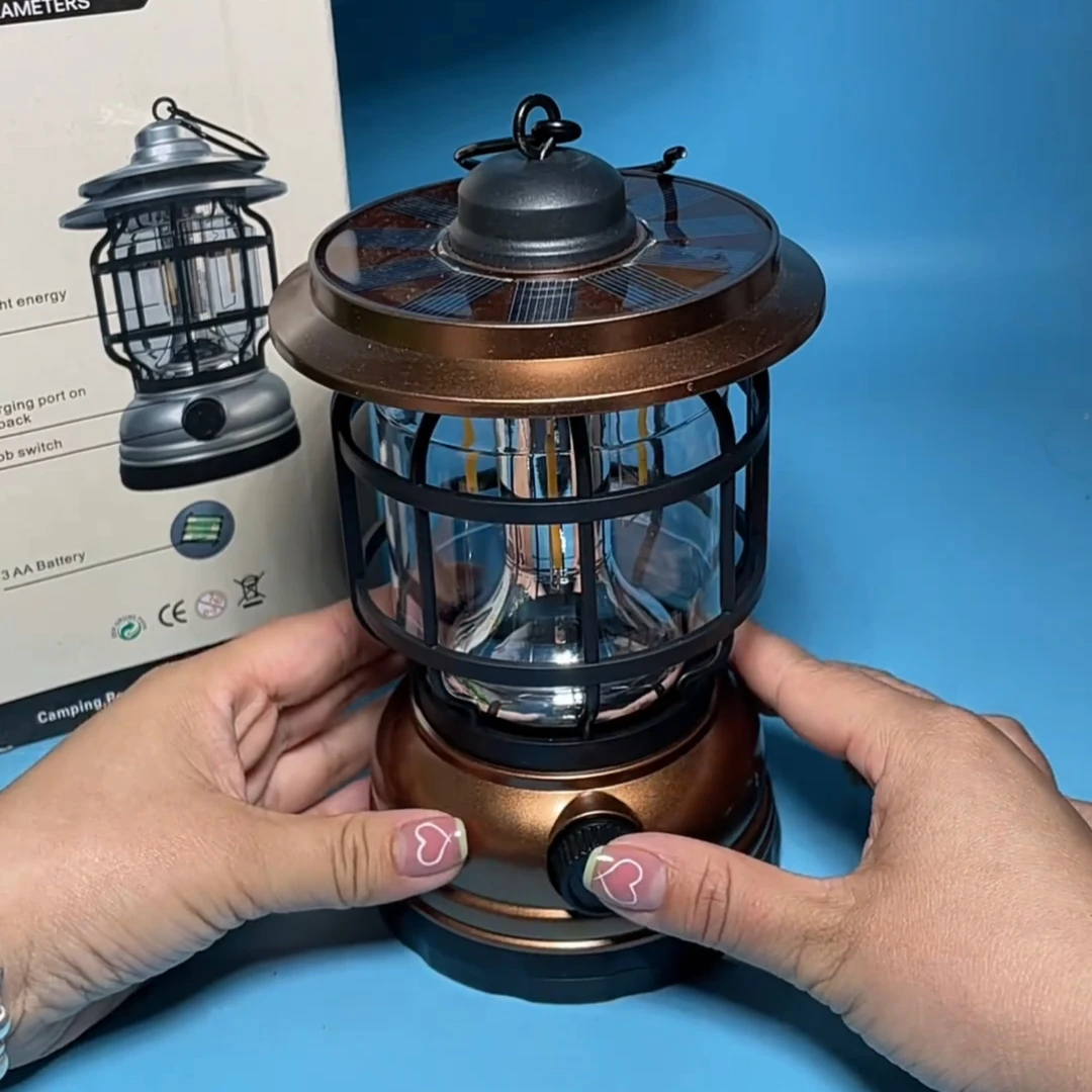 马灯太阳能充电款复古超长续航户外露营灯野营灯氛围灯挂式帐篷灯